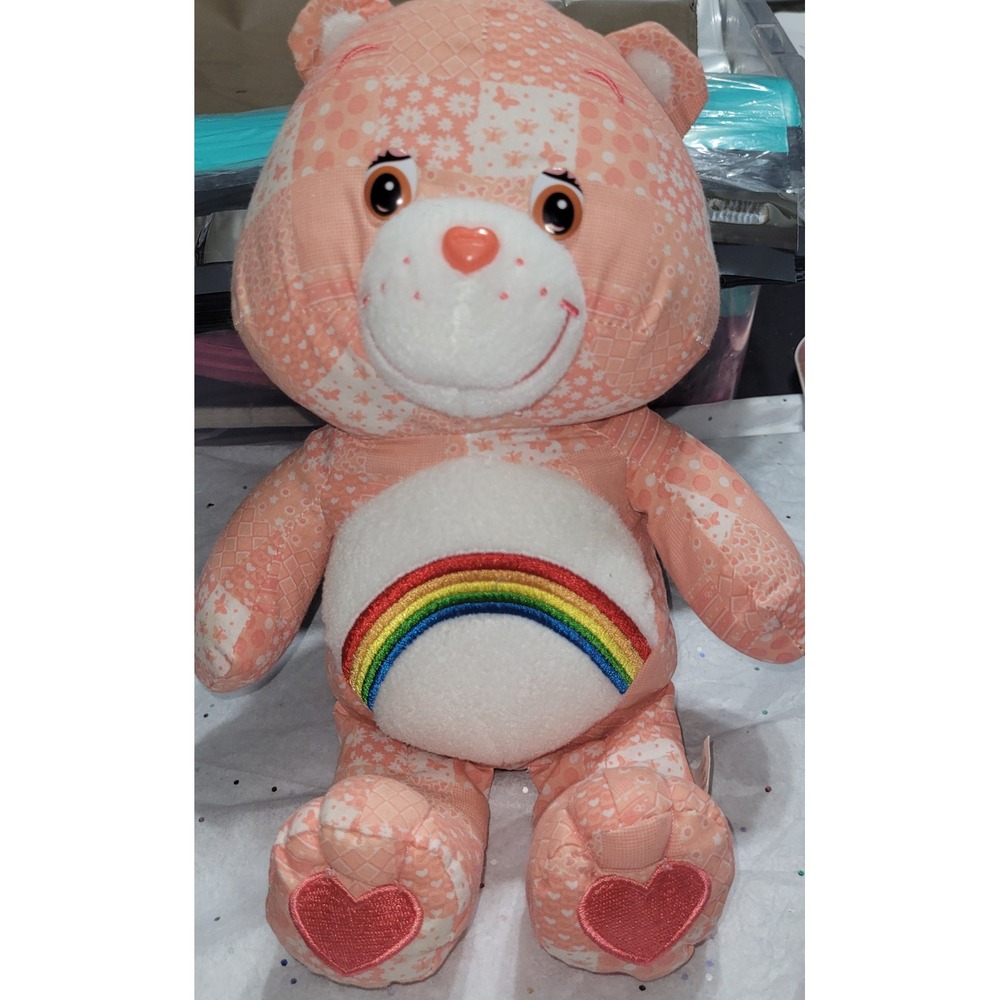 Care Bears vintage Cheer Bear 2005 Patchwork Rainbow Stuffed Animal Plush Toy